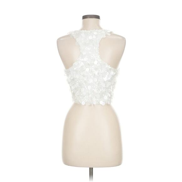 Meshki White Sequin Crop Top Tank M - Picture 3 of 6